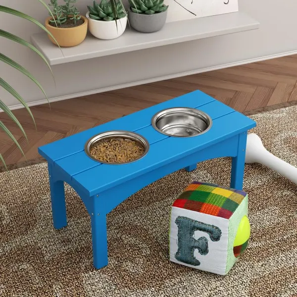 Double_Elevated_Feeder_Wooden_Large_Dog_Food_Dinner_pet_Stand_Cat_Feeder_Stand_with_2_Stainless_Steel_Small_Bowls_&_Wooden_Stand_Made_by_Handmade_(Pacific_Blue)
