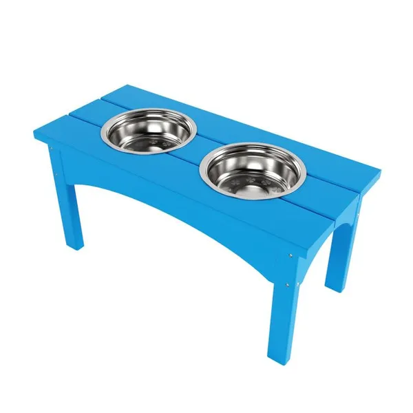 Double_Elevated_Feeder_Wooden_Large_Dog_Food_Dinner_pet_Stand_Cat_Feeder_Stand_with_2_Stainless_Steel_Small_Bowls_&_Wooden_Stand_Made_by_Handmade_(Pacific_Blue)