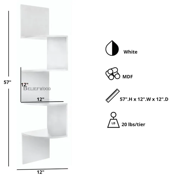 White_Modern_Wall_Corner_|_Zig_Zag_Wall_Corner_Hanging_Shelf