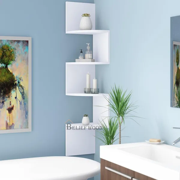 White_Modern_Wall_Corner_|_Zig_Zag_Wall_Corner_Hanging_Shelf