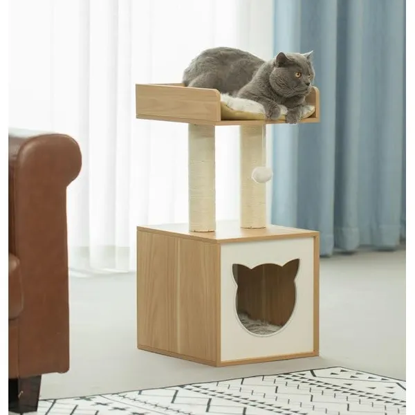 Modern_Cat_CondoTower_House_Tree_Multi-Level_Small_Cat_House_Hammock_and_Condo,Stable_Cat_Tower_Cat_Condo_Pet_Play_House