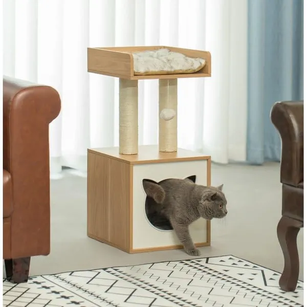 Modern_Cat_CondoTower_House_Tree_Multi-Level_Small_Cat_House_Hammock_and_Condo,Stable_Cat_Tower_Cat_Condo_Pet_Play_House