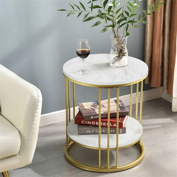 White_Modern_Round_Side_Table_with_2-Tier_Double_Top