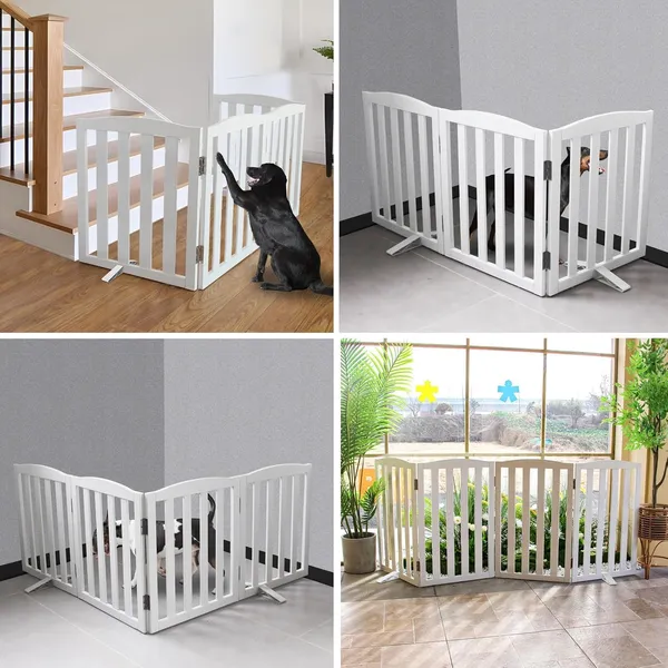Freestanding_Pet_Gate,_Folding_Safety_Fence_Wooden_Kids__&__Dog_Gate_with_2PCS_Support_Feet_Ideal_for_Stairs,_Doorways,_Halls,_Kitchens,_Indoors_Gates,_Panels_24"(60_Cm),_White_(2_Panel)
