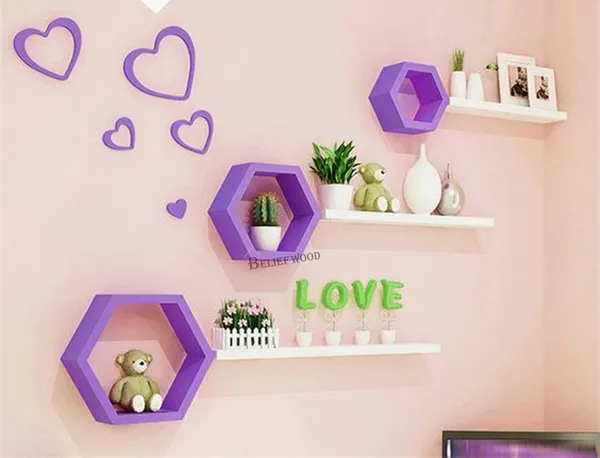 -_Floating_Wall_Mounted_Set_of_3_Hexagonal_Engineered_Wood_Shelves,_Honeycomb_Wall_Shelf,_3_Hexagon_with_3_Shelves_for_Living_Room_(Purple)