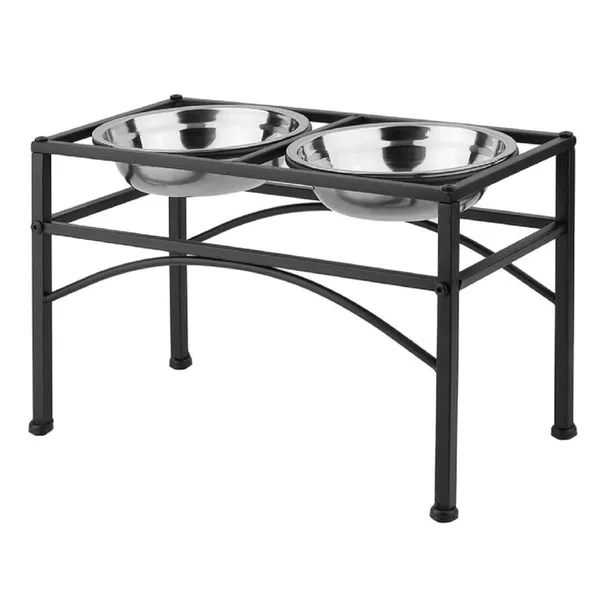 Pet_Feeder_For_Dogs__&__Cats|Pets_Food_Bowl_Elevated_Dog_Bowl_Stand_Stainless_Steel_Food_And_Water_Bowls_With_Iron_Stand_(Large_2_Bowls),?47_cm,H_25_cm,W_25_cm