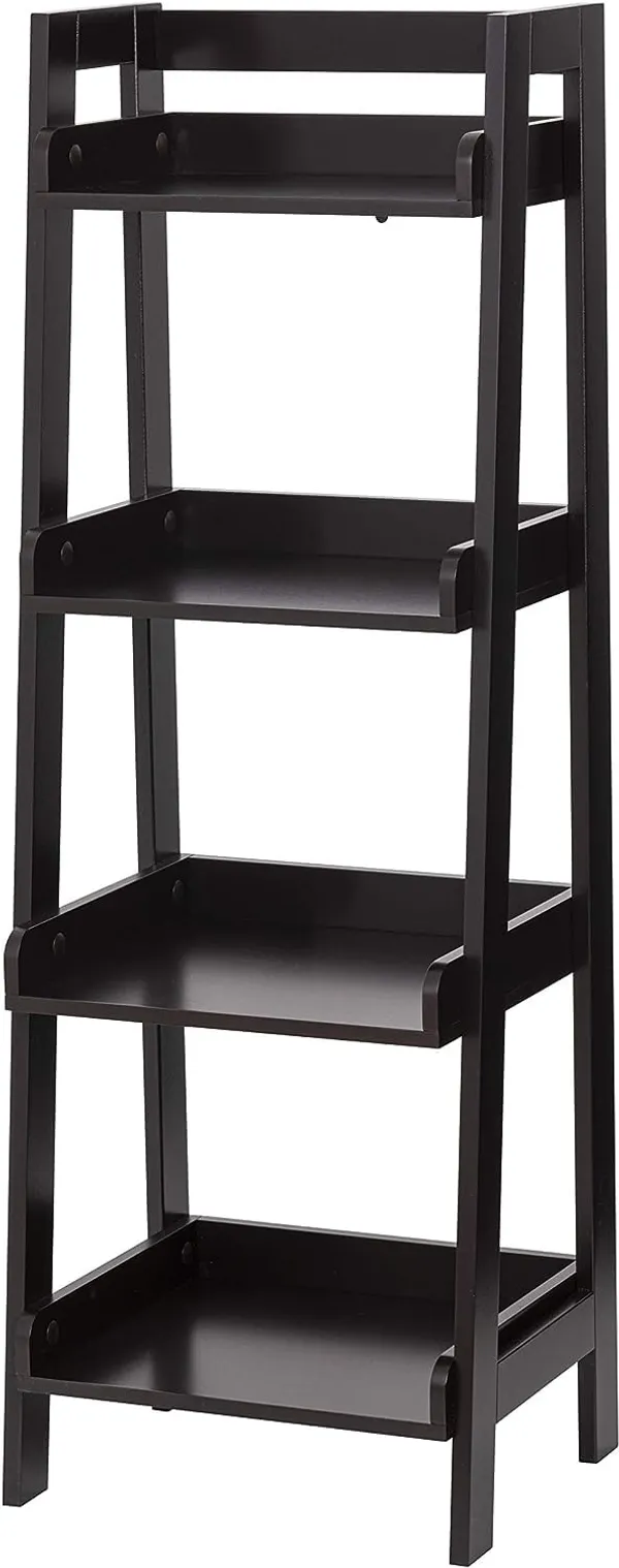 BELIEFWOOD_4-Shelf_Wood_Shelving_Unit,_Ladder_Shelve_Ladder_Bookcase_Standing_Organizer_Storage_Shelves_Flower_Plant_Stand_Rack_for_Living_Room_Bedroom_Balcony_Office_(X-Large,_Black)