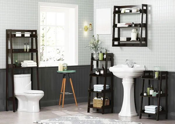 BELIEFWOOD_4-Shelf_Wood_Shelving_Unit,_Ladder_Shelve_Ladder_Bookcase_Standing_Organizer_Storage_Shelves_Flower_Plant_Stand_Rack_for_Living_Room_Bedroom_Balcony_Office_(X-Large,_Black)