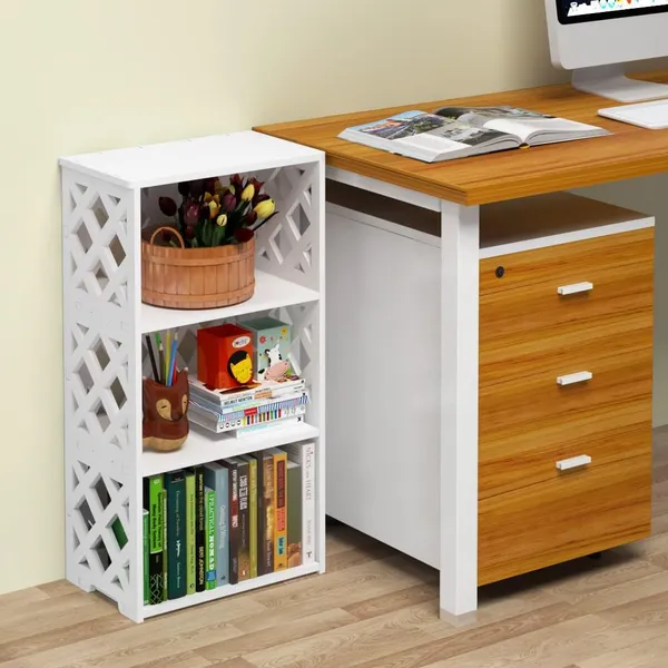 Beliefwood_Modern_Tier_Bookshelf_For_Small_Spaces_Shelf_Bookcase_Kids,_Book_Storage_Organizer_Case_Open_Shelves_For_Bedroom_Living_Room_Office_(3_Tier)_-_White