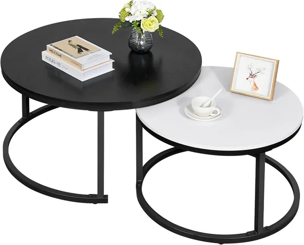 Modern_Nesting_Coffee_Tables_Set_of_2,Round_Coffee_Table_for_Living_Room,Side_Table_|_Coffee_Tables_with_Sturdy_Metal_Frame,_Black_and_White