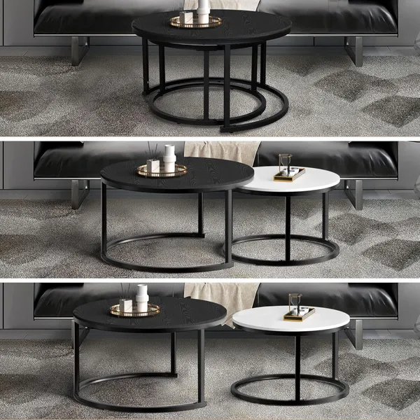 Modern_Nesting_Coffee_Tables_Set_of_2,Round_Coffee_Table_for_Living_Room,Side_Table_|_Coffee_Tables_with_Sturdy_Metal_Frame,_Black_and_White