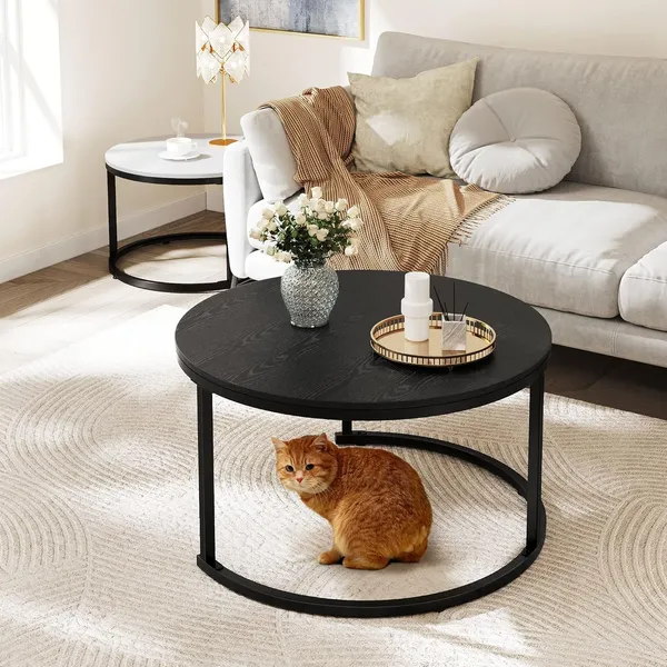 Modern_Nesting_Coffee_Tables_Set_of_2,Round_Coffee_Table_for_Living_Room,Side_Table_|_Coffee_Tables_with_Sturdy_Metal_Frame,_Black_and_White