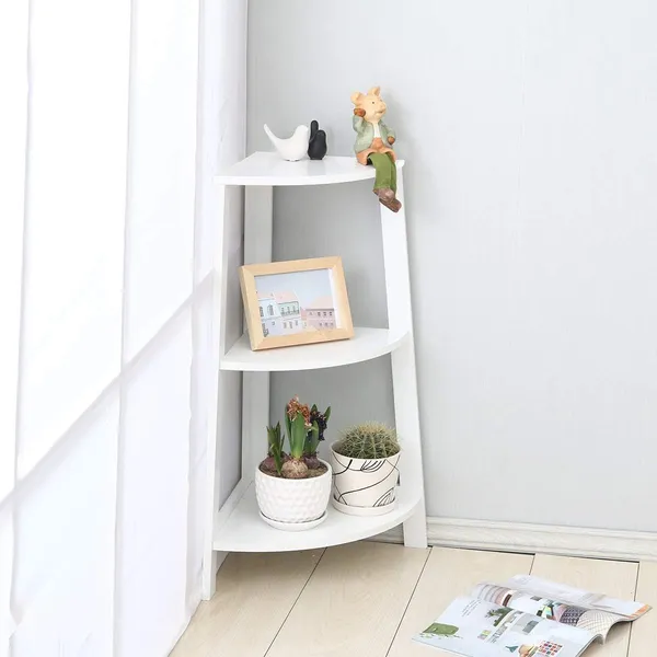 White_Modern_3-Tier_Corner_Ladder_Shelf_|_Space-Saving_Bookcase_and_Storage_Solution