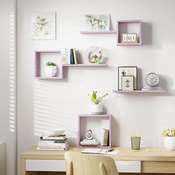 Wooden_Wall_Shelf_Modern_Wall_Mount_Floating_Cube_Shelves,_Set_of_6,_Decor_Cube_Shelves_Display_for_Photos,Plants,Rustic_Shelves_for_Living_Room_Home_&_Office_(Pink)