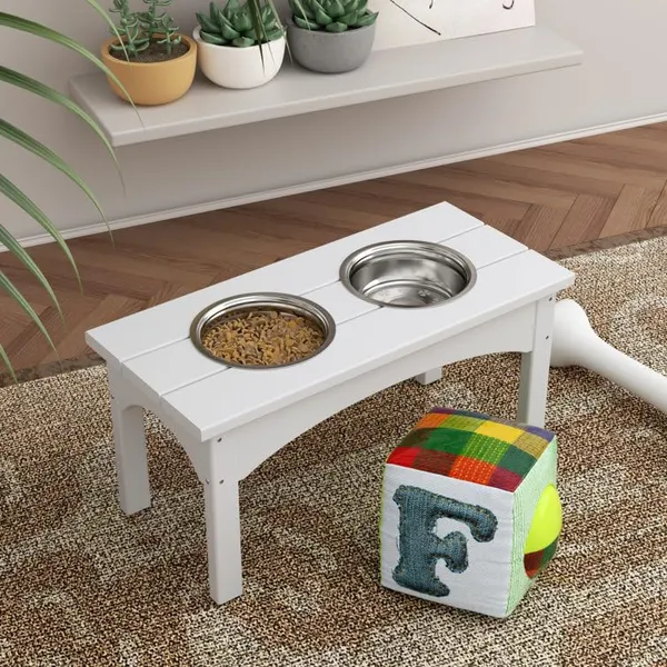 Double_Elevated_Feeder_Wooden_Large_Dog_Food_Dinner_pet_Stand_Cat_Feeder_Stand_with_2_Stainless_Steel_Small_Bowls__&__Wooden_Stand_Made_by_Handmade_(White)