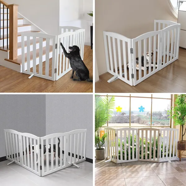 Freestanding_Pet_Gate,_Folding_Safety_Fence_Wooden_Kids__&__Dog_Gate_with_2PCS_Support_Feet_Ideal_for_Stairs,_Doorways,Kitchens,_Indoors_Gates,_2_Panels_30"_inch_(75_Cm),_White_(4_Panel)