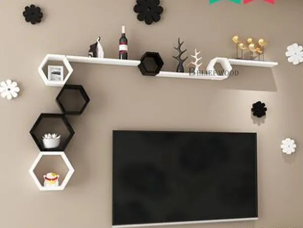 Set_of_6_White_and_Black_Wooden_Hexagon_Floating_Wall_Mounted_Shelves