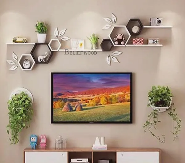 Set_of_6_White_and_Black_Wooden_Hexagon_Floating_Wall_Mounted_Shelves
