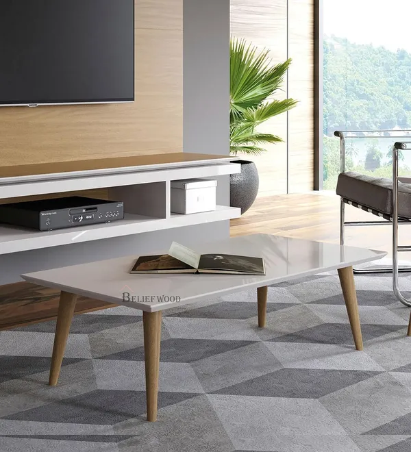 White_Modern_Rectangular_Shape_Coffee_Table_With_Solid_Legs