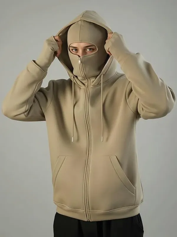 Men's_Beige_Full-Zip_Balaclava_Hoodie_with_Thumbholes