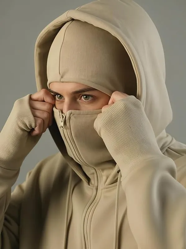 Men's_Beige_Full-Zip_Balaclava_Hoodie_with_Thumbholes