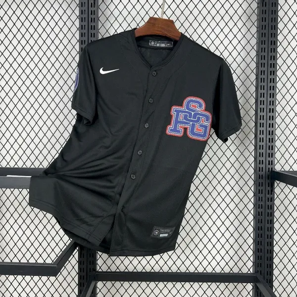 PSG_Black_Baseball_Special_Edition_Jersey_2025/26_Slim_Fit_Athletic_Jersey
