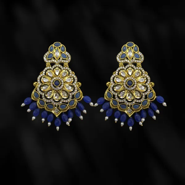 Royal_Blue_Kundan_Diamond_Stylish_&_Fancy_Earring_For_Women