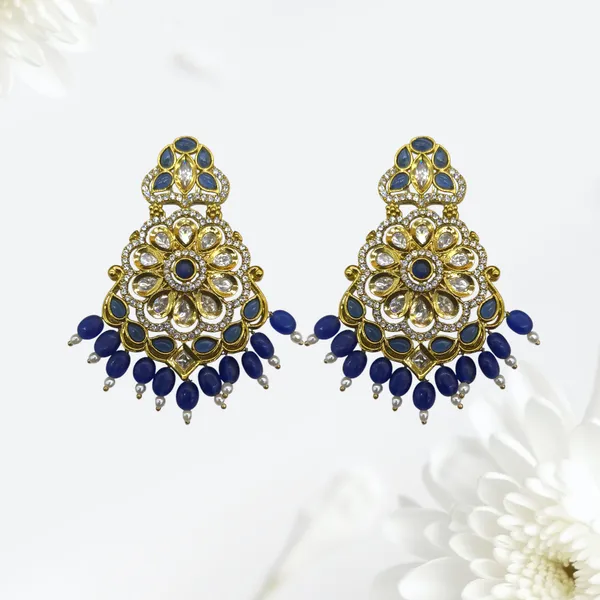 Royal_Blue_Kundan_Diamond_Stylish_&_Fancy_Earring_For_Women