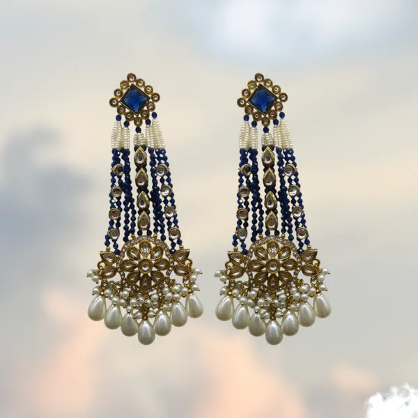 Blue_Kundan_Diamond_Stylish_&_Fancy_Earring_For_Women