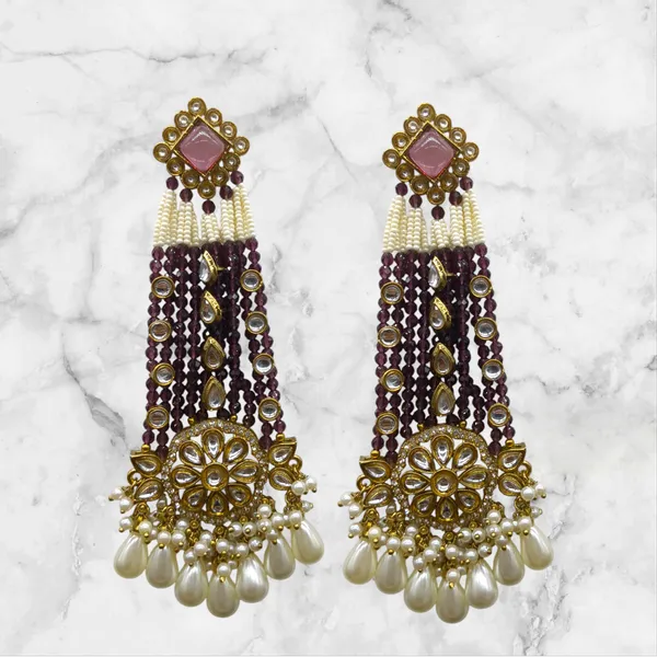 Dark_Purple_Kundan_Diamond_Stylish_&_Fancy_Earring_For_Women