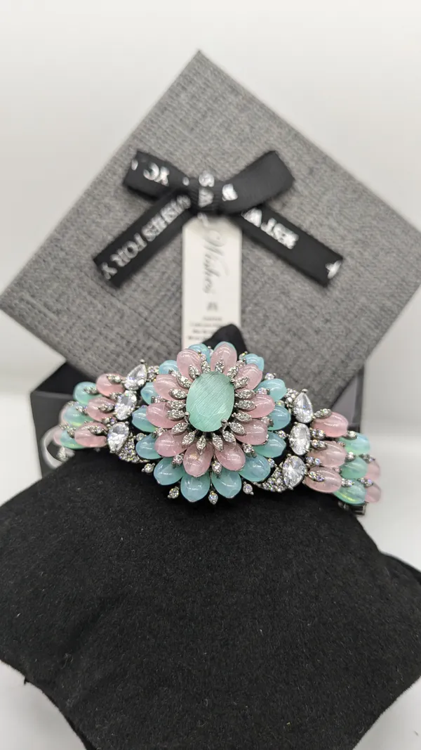 Pink_&__Sky_Brass_Bracelet_For_Women