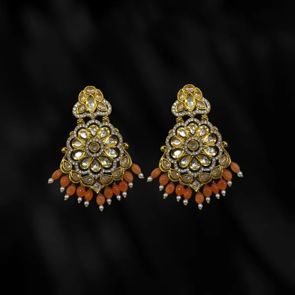 Orange_Kundan_Diamond_Stylish_&_Fancy_Earring_For_Women
