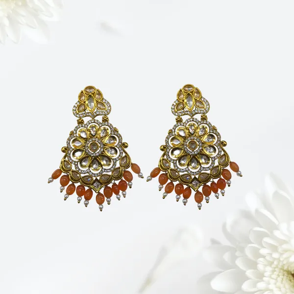 Orange_Kundan_Diamond_Stylish_&_Fancy_Earring_For_Women