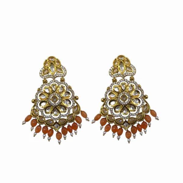 Orange_Kundan_Diamond_Stylish_&_Fancy_Earring_For_Women