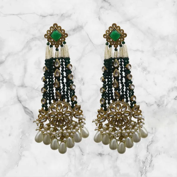 Green_Kundan_Diamond_Stylish_&_Fancy_Earring_For_Women