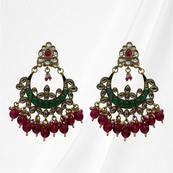 Green_&__Pink_Zinc_&_Copper_Stylish_&_Fancy_Earring_For_Women