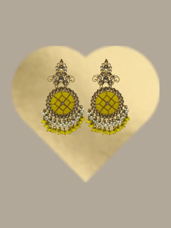 Yellow_Zinc_&_Copper_Stylish_&_Fancy_Earring_For_Women