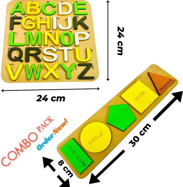 Multicolor__Wooden_Alphabet_Puzzle_With_Shapes_Puzzle_For_Kids_Learning_(24_*_24_Cm)_(30_*_8_Cm)