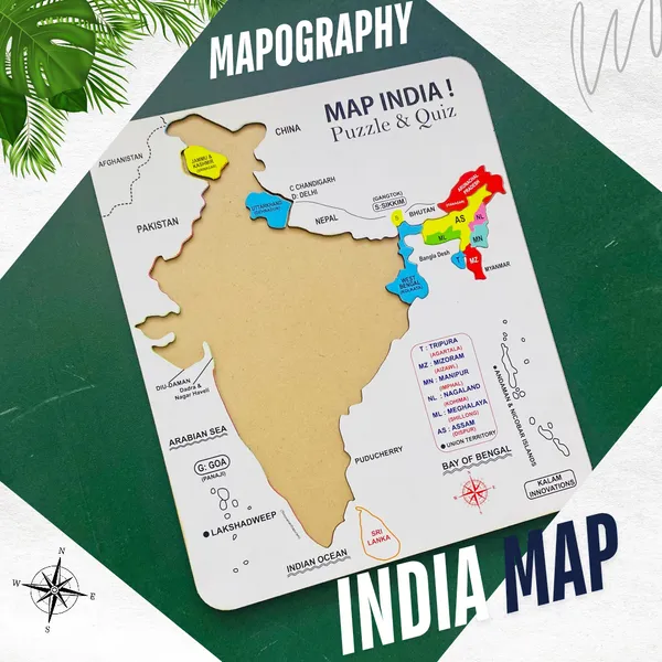 World_Map_&_India_Map_Compo_Pure_Pine_Wood