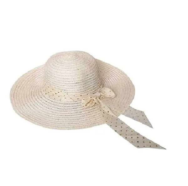 Beach_and_Summer_Sun_Hat/Caps_for_Women_&_Girls|_Long_Brim_Ribbon|_Soft:Comfortable:Breathable|_Ideal_for_Beach_Party_Occasional_Festivals_Honeymoon|_Cream_Color