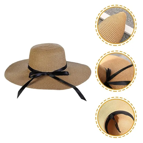 FLYTOP_Beach_and_Summer_Sun_Hat/Caps_for_Women_&_Girls|_Long_Brim_Ribbon|_Soft:Comfortable:Breathable|_Ideal_for_Beach_Party_Occasional_Festivals_Honeymoon|_Brown_Color
