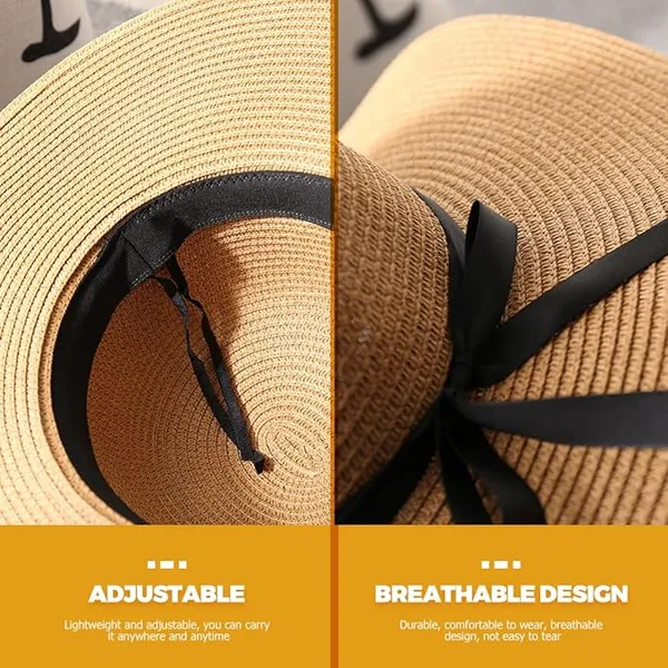 FLYTOP_Beach_and_Summer_Sun_Hat/Caps_for_Women_&_Girls|_Long_Brim_Ribbon|_Soft:Comfortable:Breathable|_Ideal_for_Beach_Party_Occasional_Festivals_Honeymoon|_Brown_Color