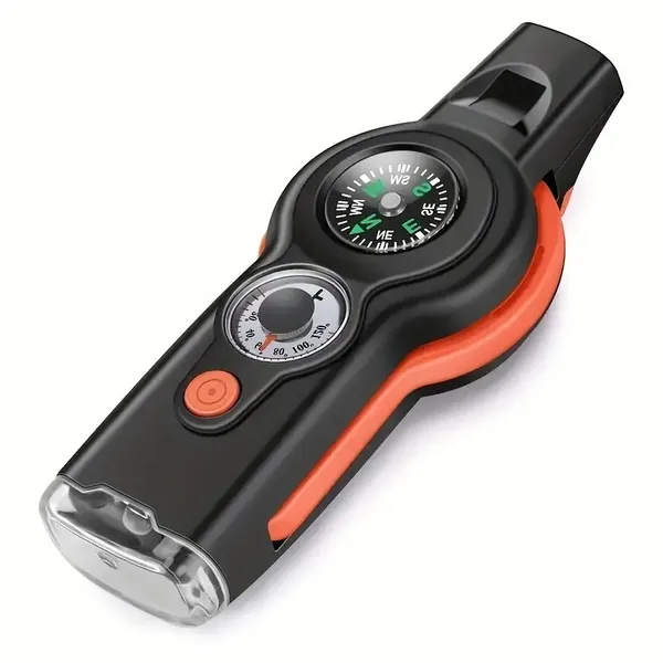 FLYTOP_Emergency_Multipurpose_Whistle,_Function_Whistle_Signal_Mirror_with_Lanyard_for_Forest_(Gray_White_orange)