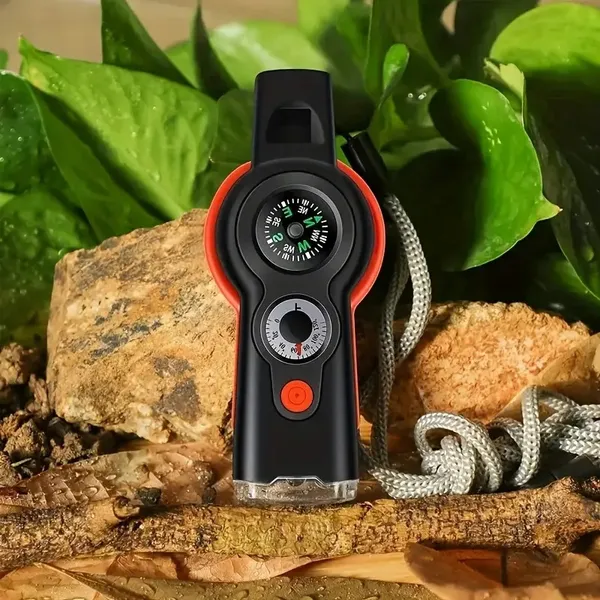 FLYTOP_Emergency_Multipurpose_Whistle,_Function_Whistle_Signal_Mirror_with_Lanyard_for_Forest_(Gray_White_orange)