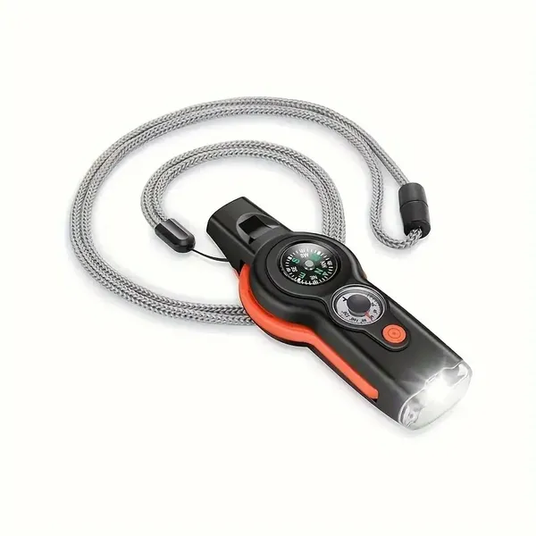 FLYTOP_Emergency_Multipurpose_Whistle,_Function_Whistle_Signal_Mirror_with_Lanyard_for_Forest_(Gray_White_orange)