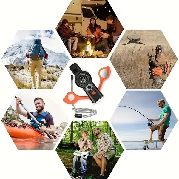 FLYTOP_Emergency_Multipurpose_Whistle,_Function_Whistle_Signal_Mirror_with_Lanyard_for_Forest_(Gray_White_orange)