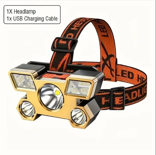FLYTOP_Rechargeable_LED_Headlamp_-_Ultra-Bright_5-Head_Fishing_&_Camping_Light,_USB_Charged,_400mAh_Battery,_Water-Resistant,_Perfect_for_Outdoor_Adventures,_Travel,_and_Emergency_Use