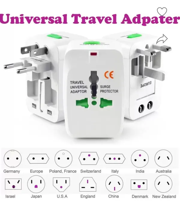 FLYTOP_Universal_Travel_Adapter_With_Built_In_Dual_USB_Charger_Ports_With_100-240V_Surge/Spike_Protected_Electrical_Plug_Worldwide_Adaptor__(White)