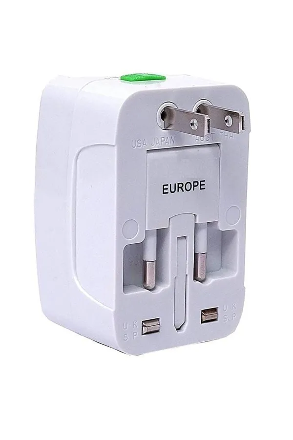 FLYTOP_Universal_Travel_Adapter_With_Built_In_Dual_USB_Charger_Ports_With_100-240V_Surge/Spike_Protected_Electrical_Plug_Worldwide_Adaptor__(White)
