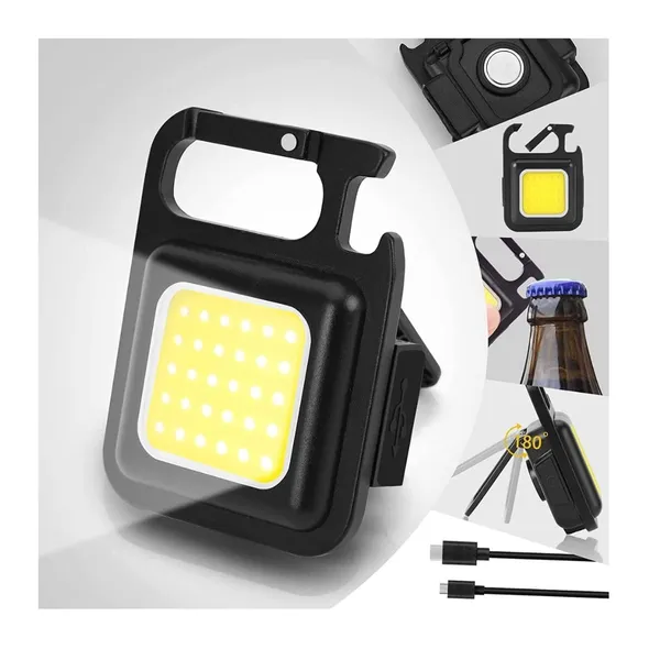 Multifunction_Rechargeable_Keychain_Led_Light_with_Bottle_Opener,_Magnetic_Base_and_Folding_Bracket_Mini_Cob_500_lumens_(Black)